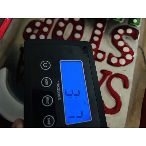 17” x 12” Large Christmas Serving Platter Infused Glass 14" Santa Stops Here - Picture 8 of 8